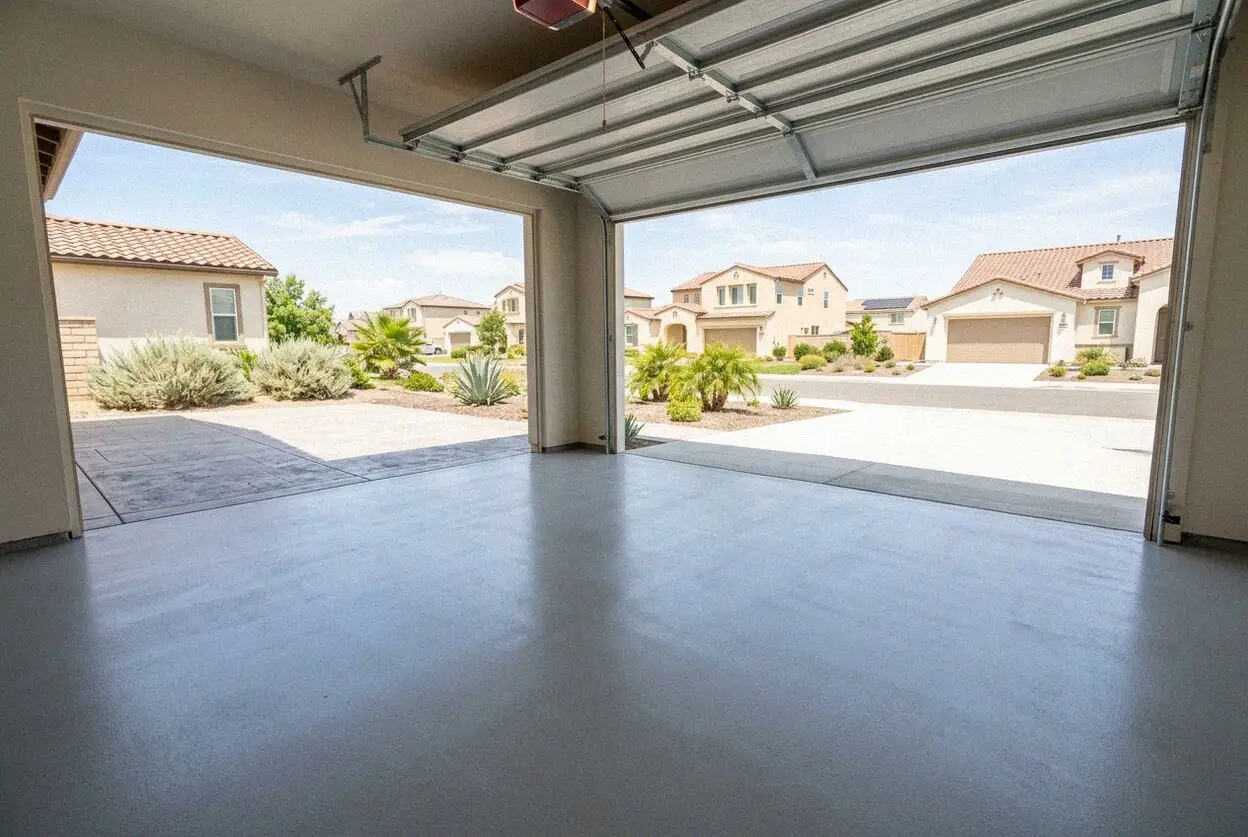 New garage floor slab at a home in downtown Ontario, CA